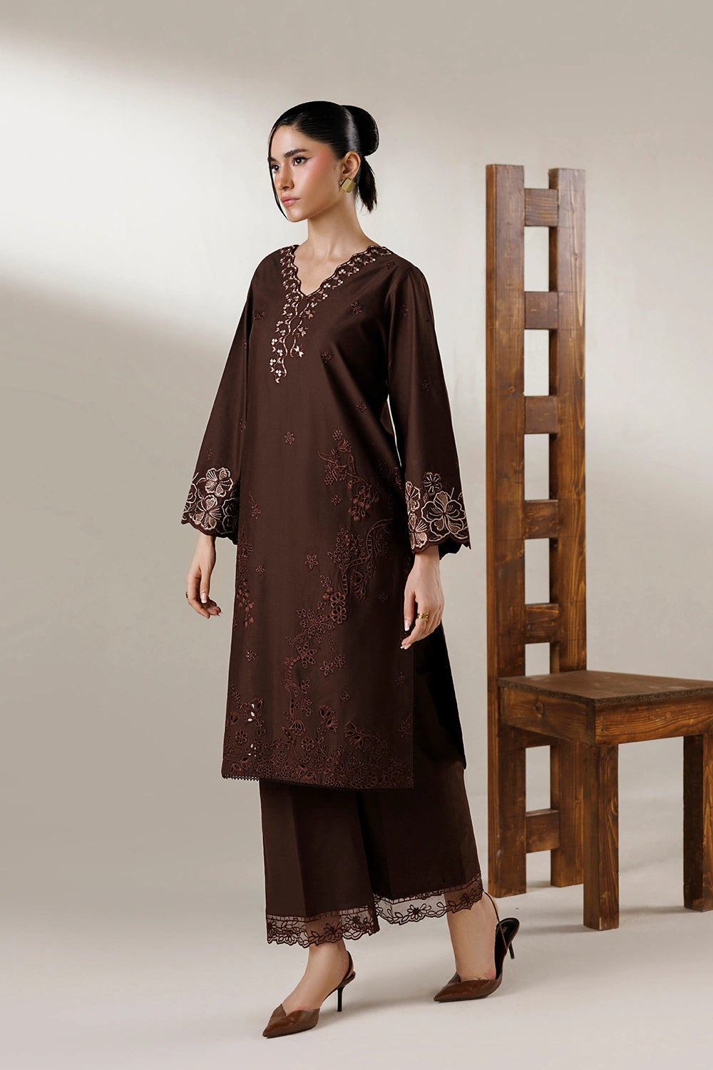 Azure | Chic Essentials |Brown Sugar - Casual Dress - available at Maria Faisal in UK and USA.