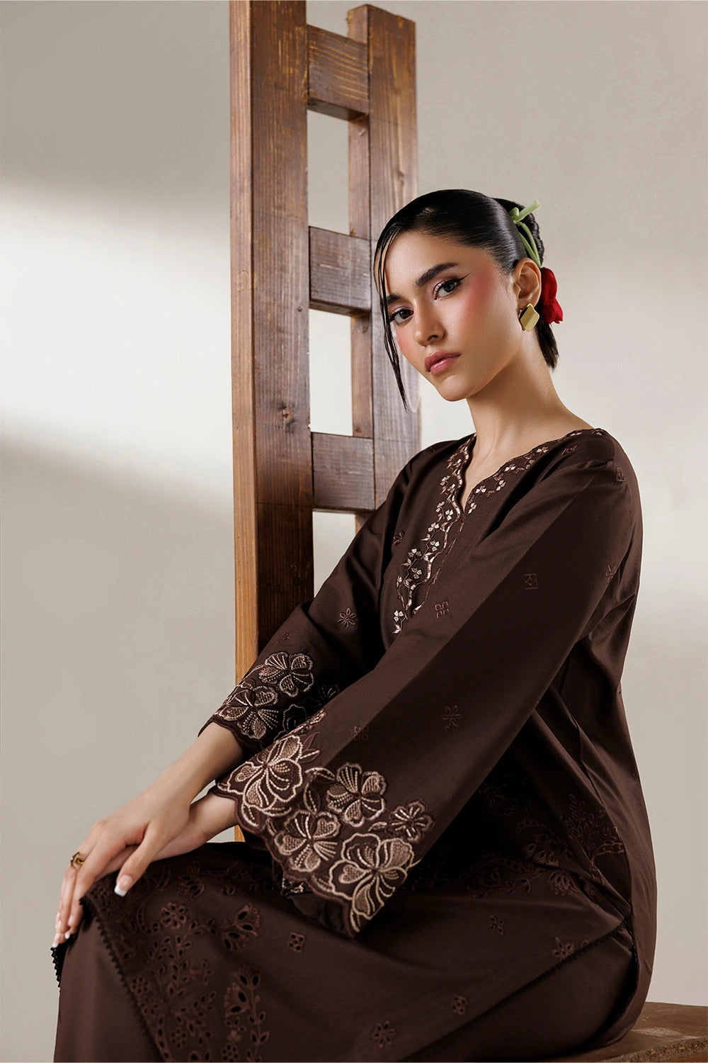 Azure | Chic Essentials |Brown Sugar - Casual Dress - available at Maria Faisal in UK and USA.