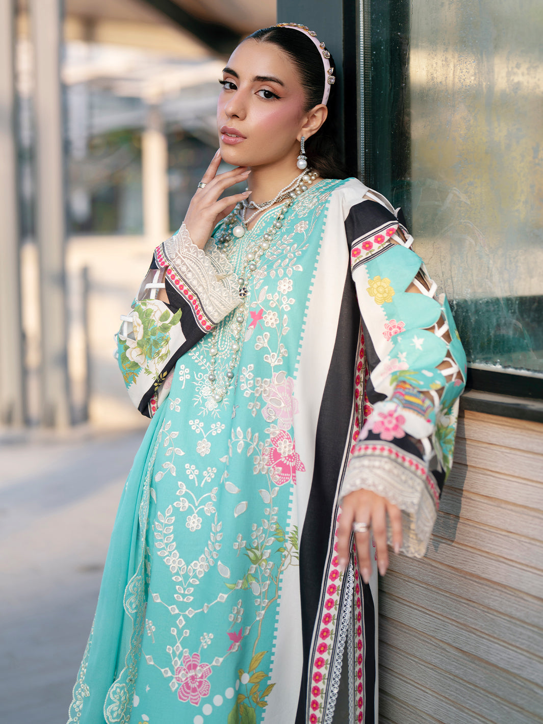 Mahnur | Broadway Luxury Lawn 26 | BW - 007 - Luxury Dress - available at Maria Faisal in UK and USA.