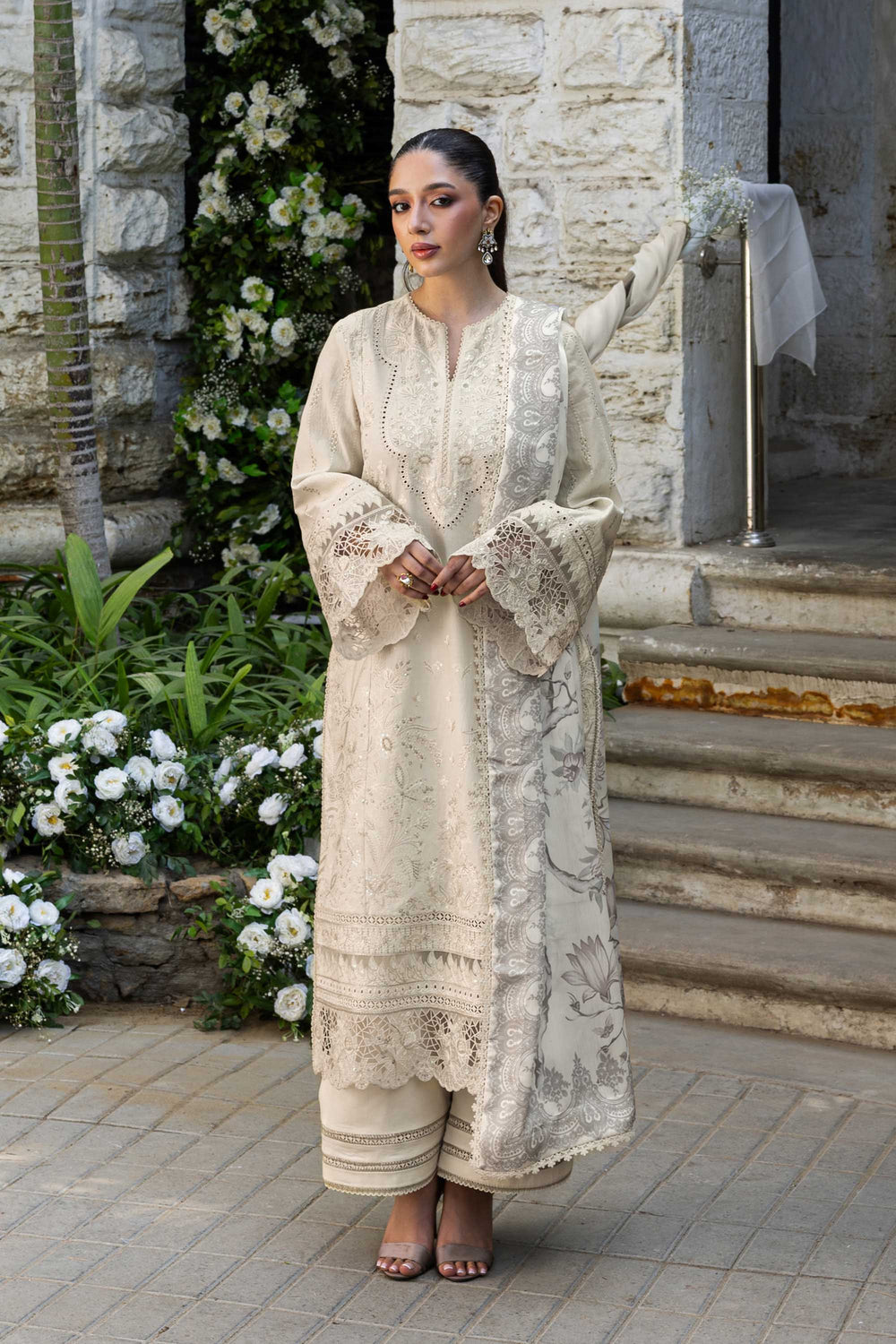 Akbar Aslam | Elaria RTW Lawn 26 | Aurielle - Luxury Dress - available at Maria Faisal in UK and USA.