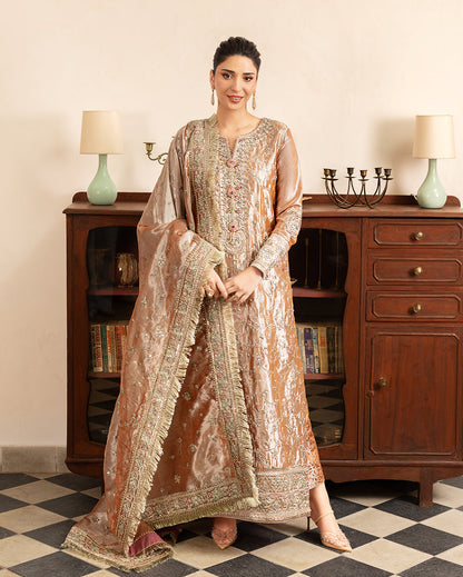 Mushq | Sunehri Lama Silk | Bakht - Formal Dress - available at Maria Faisal in UK and USA.