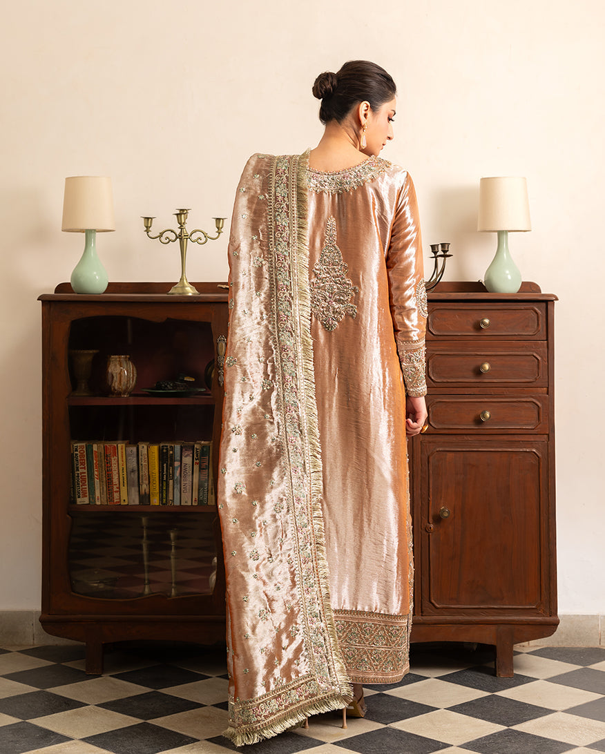 Mushq | Sunehri Lama Silk | Bakht - Formal Dress - available at Maria Faisal in UK and USA.