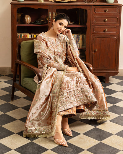 Mushq | Sunehri Lama Silk | Bakht - Formal Dress - available at Maria Faisal in UK and USA.