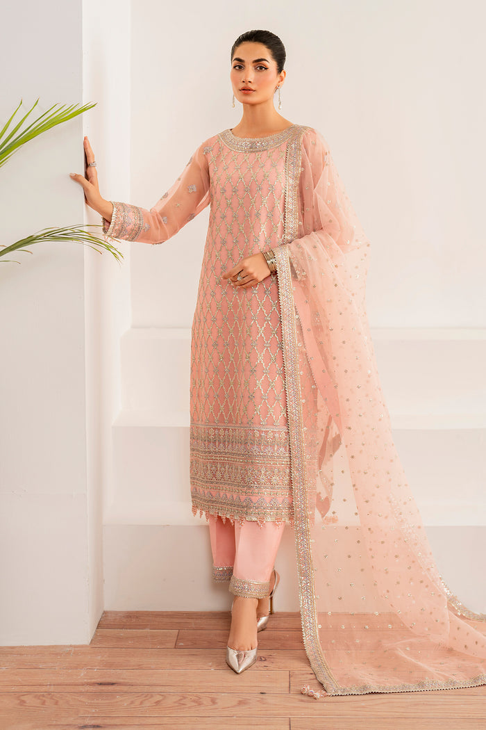 Baroque | Velvet Formals | CHIFFON UF-697 - Designer Dress with Intricate embroidery and embellishments. Shop elegent wedding dress at Maria Faisal.