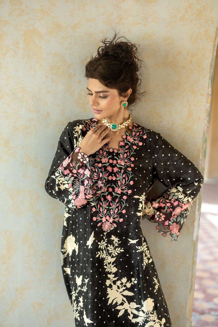 Zainab Chottani | Summer Edition 26 | Black Charm Kaftan - Formal Dress - available at Maria Faisal in UK and USA.