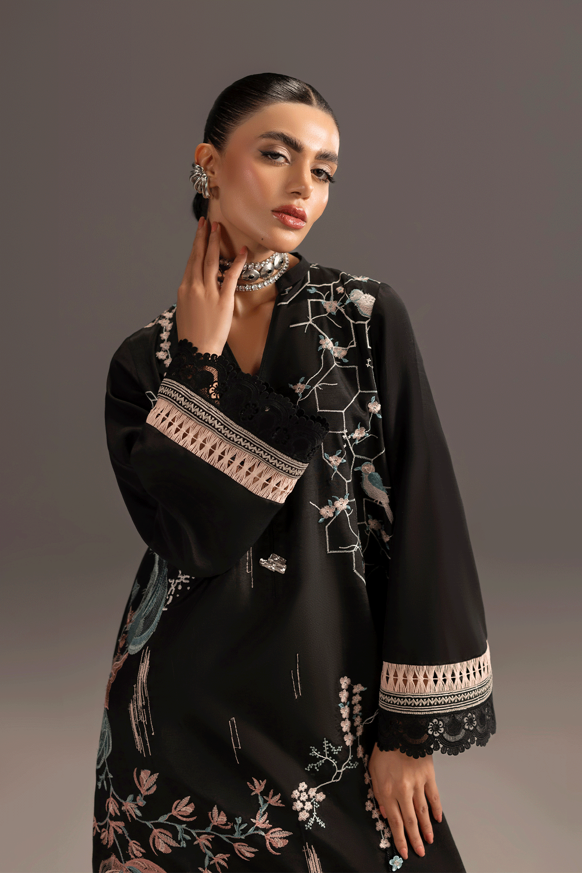 Erum Khan | Summer Whisper | Lady Charm - Luxury Dress - available at Maria Faisal in UK and USA.
