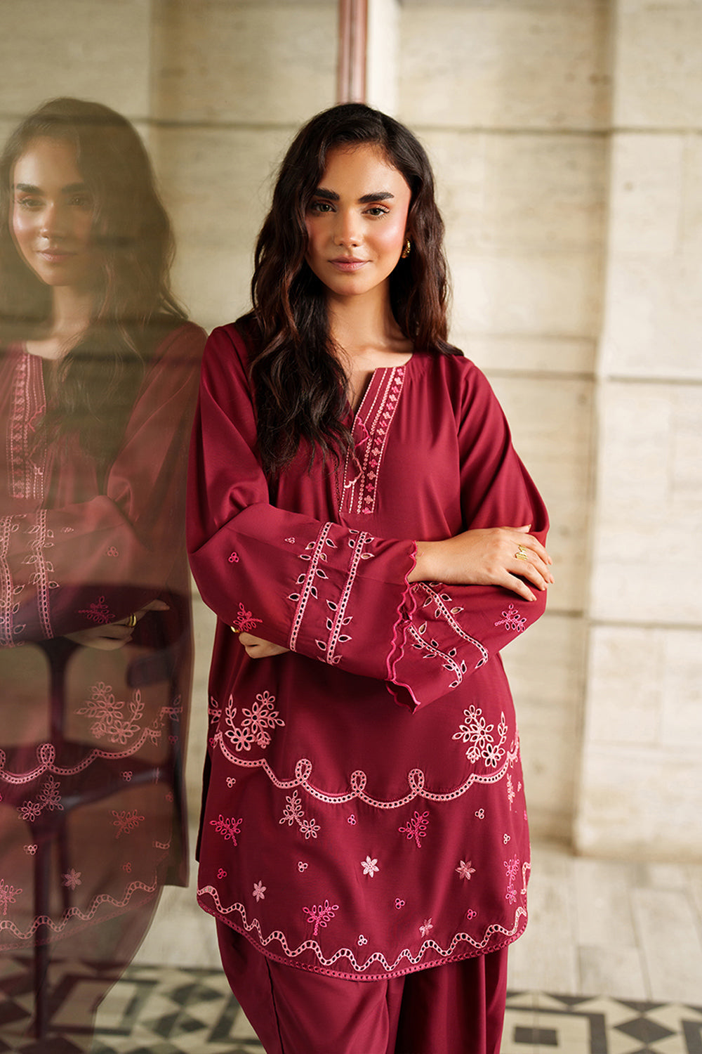 Azure | Chic Essentials | Blaze Berry - Casual Dress - available at Maria Faisal in UK and USA.