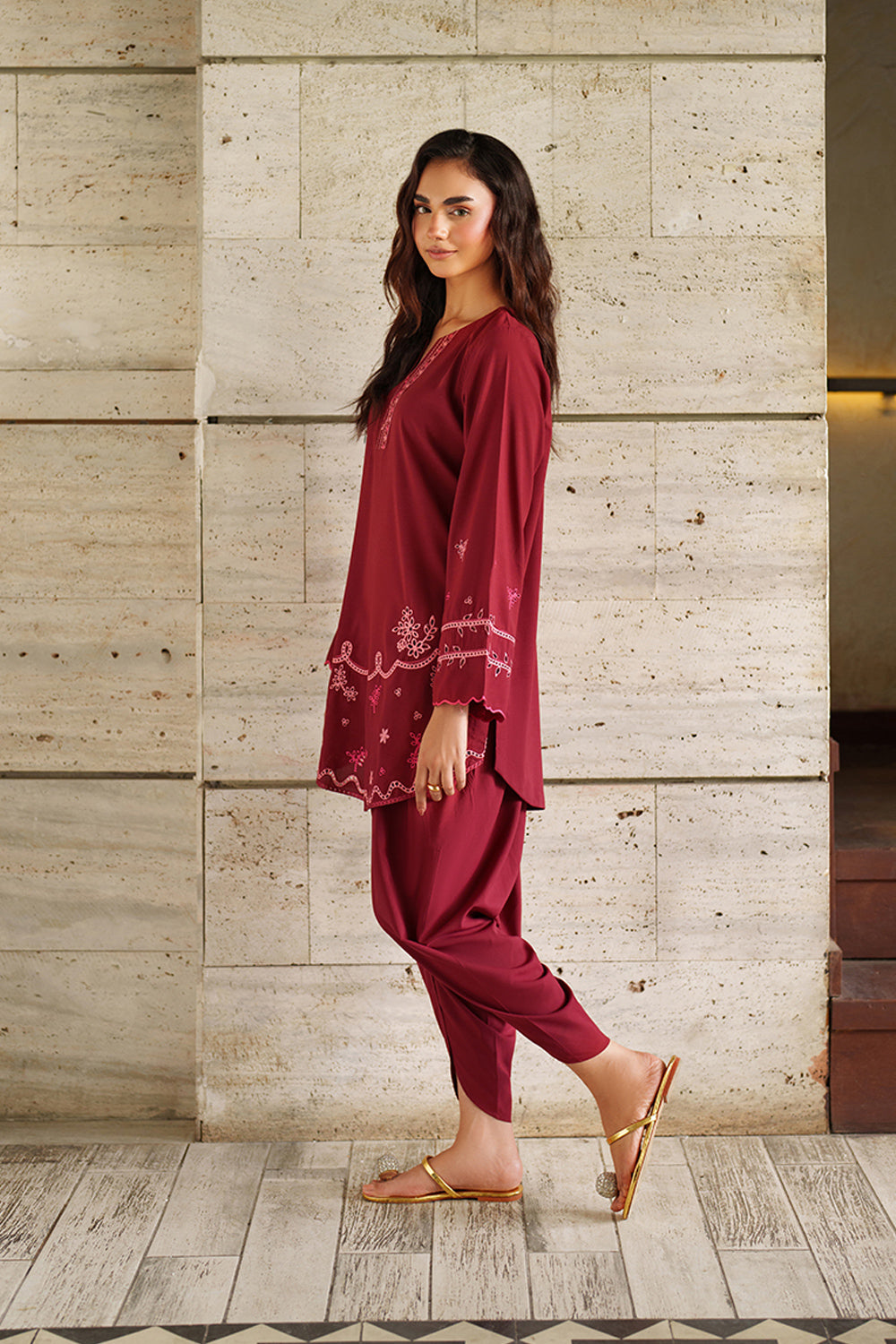 Azure | Chic Essentials | Blaze Berry - Casual Dress - available at Maria Faisal in UK and USA.