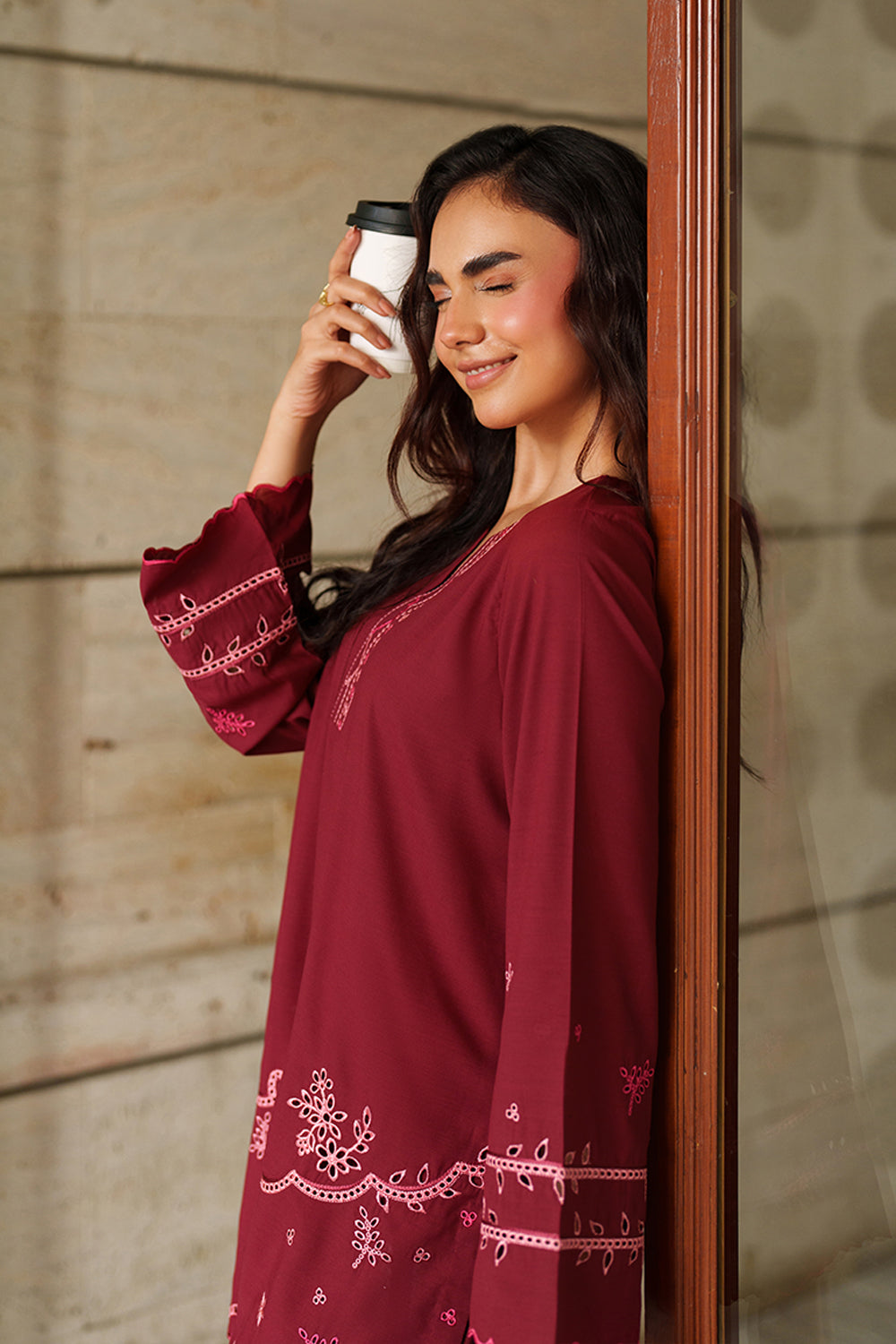 Azure | Chic Essentials | Blaze Berry - Casual Dress - available at Maria Faisal in UK and USA.