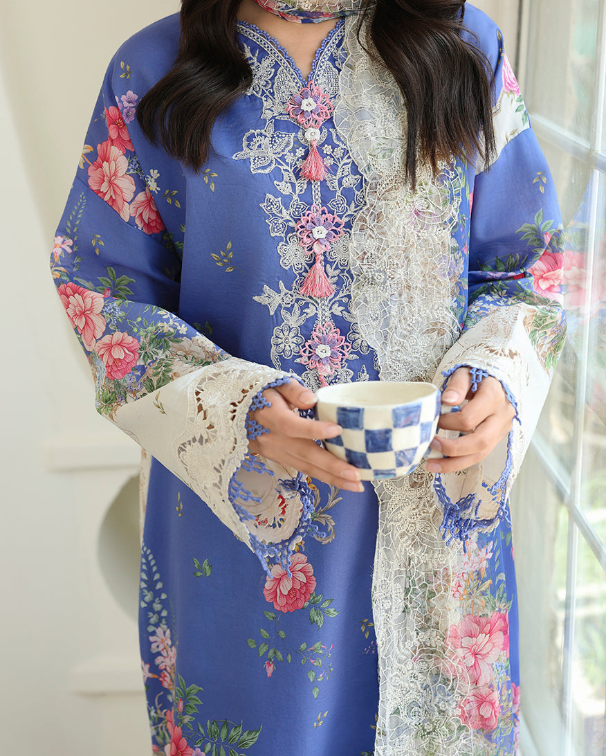 Roheenaz | Petals in Print | Bloom Portrait - Casual Dress - available at Maria Faisal in UK and USA.
