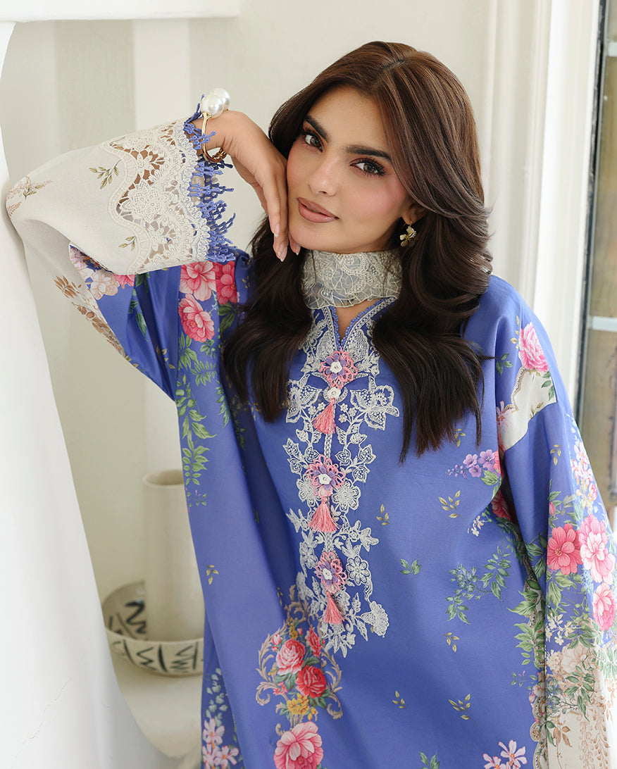 Roheenaz | Petals in Print | Bloom Portrait - Casual Dress - available at Maria Faisal in UK and USA.