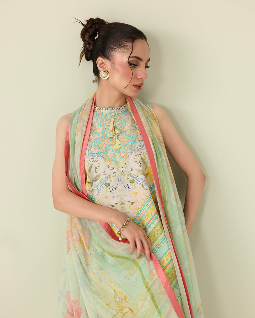 Roheenaz | Rosette Lawn | Bloomed Muse - Casual Dress - available at Maria Faisal in UK and USA.