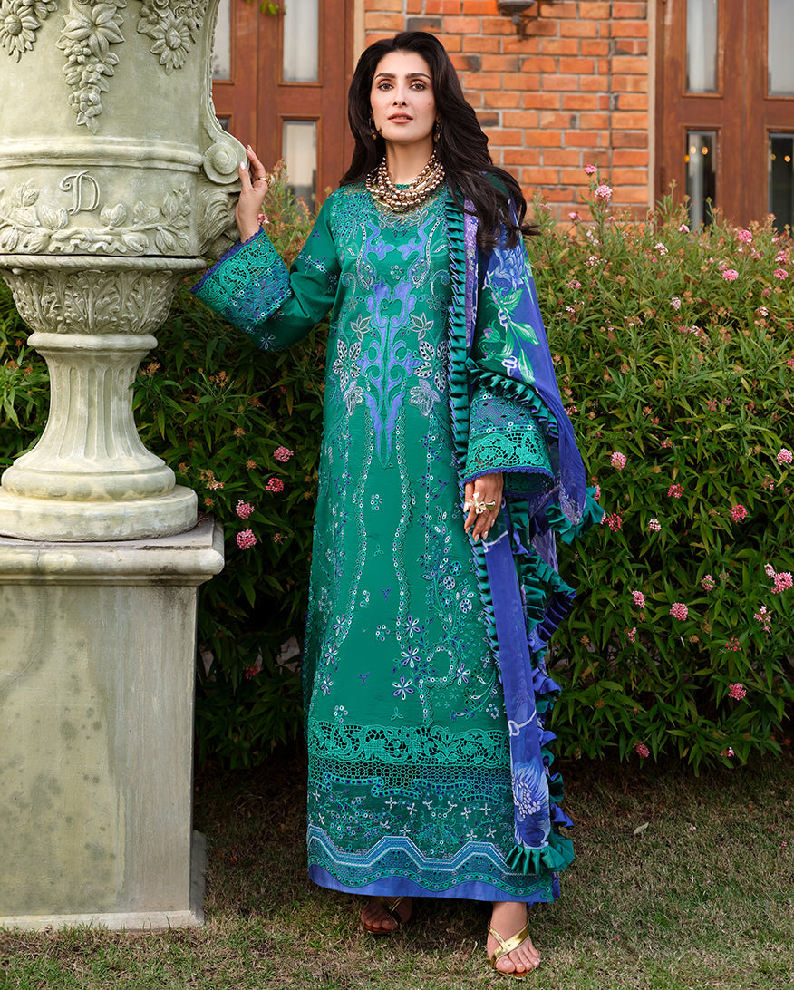 Mushq | Amoi Luxury Lawn | Blooming Romance - Luxury Dress - available at Maria Faisal in UK and USA.