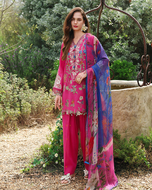 Mushq | The Secret Garden Lawn | Bloomveil - Luxury Dress - available at Maria Faisal in UK and USA.