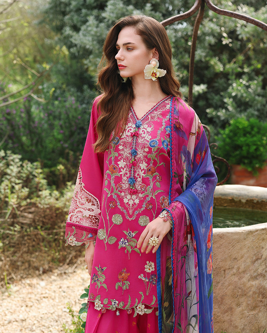 Mushq | The Secret Garden Lawn | Bloomveil - Luxury Dress - available at Maria Faisal in UK and USA.