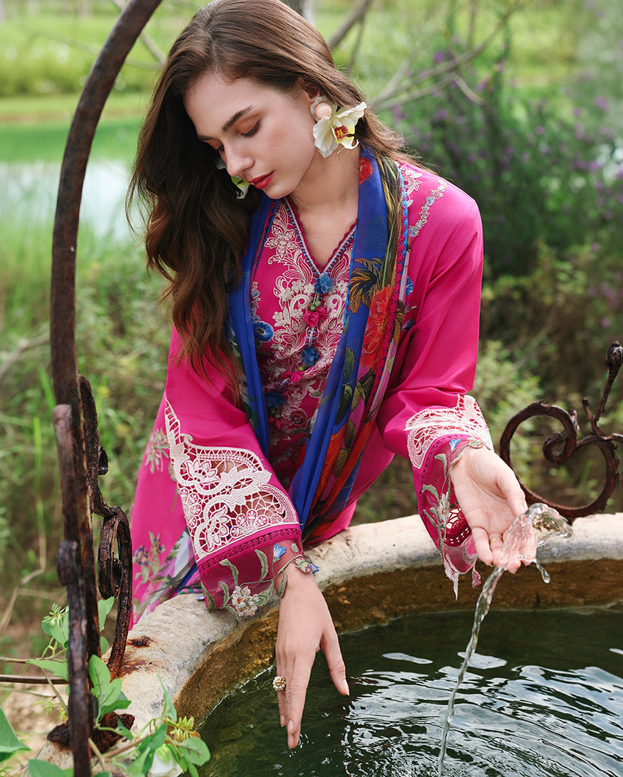 Mushq | The Secret Garden Lawn | Bloomveil - Luxury Dress - available at Maria Faisal in UK and USA.