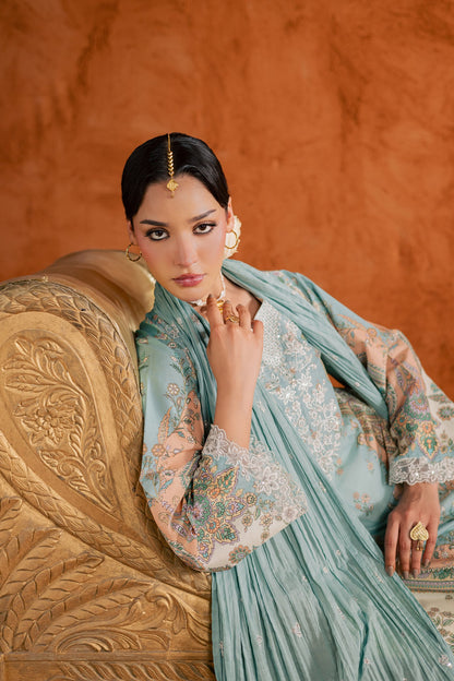 Batik | Festive Eid 26 | Blue Olaf - Luxury Dress - available at Maria Faisal in UK and USA.