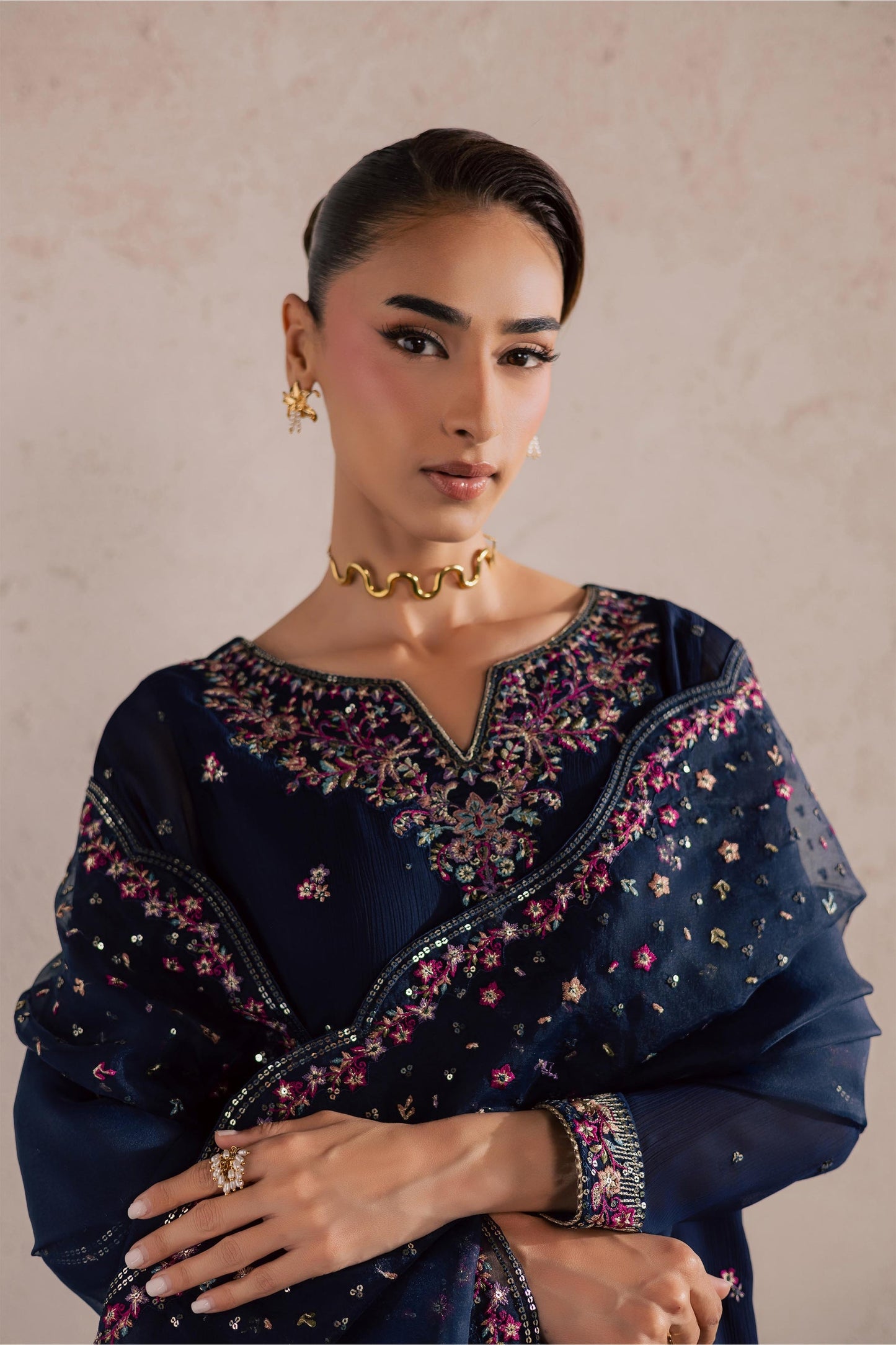 Batik | Festive Eid 26 | Bluey - Luxury Dress - available at Maria Faisal in UK and USA.