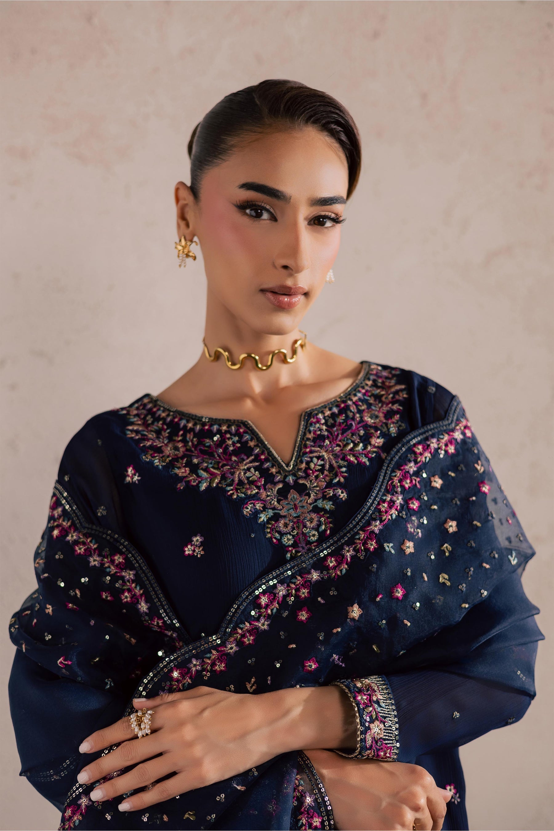 Batik | Festive Eid 26 | Bluey - Luxury Dress - available at Maria Faisal in UK and USA.