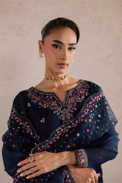 Batik | Festive Eid 26 | Bluey - Luxury Dress - available at Maria Faisal in UK and USA.
