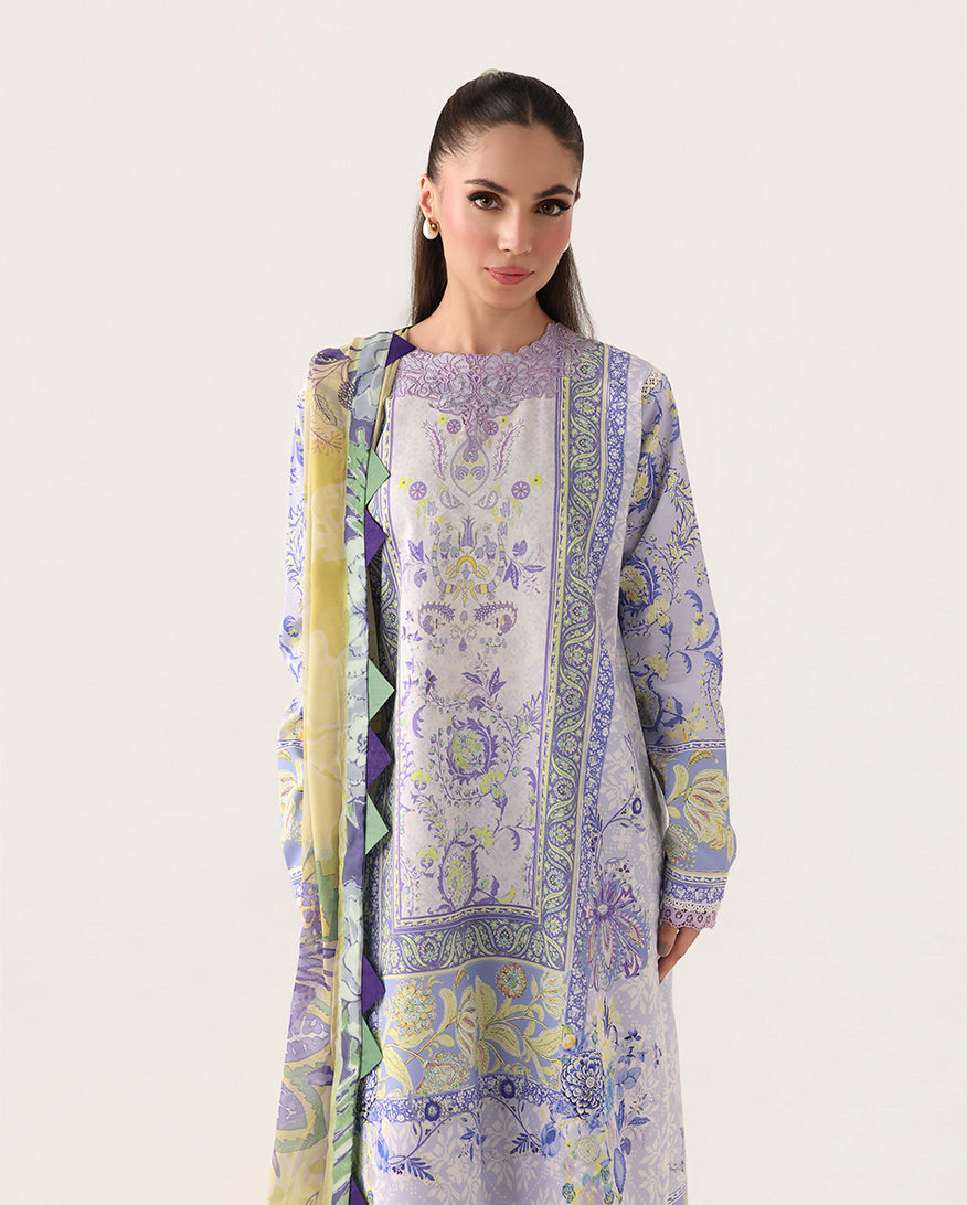 Roheenaz | Rosette Lawn | Blush Meadow - Casual Dress - available at Maria Faisal in UK and USA.