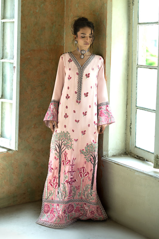 Zainab Chottani | Summer Edition 26 | Blush Serenade Kaftan - Formal Dress - available at Maria Faisal in UK and USA.