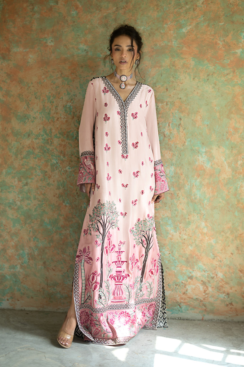 Zainab Chottani | Summer Edition 26 | Blush Serenade Kaftan - Formal Dress - available at Maria Faisal in UK and USA.