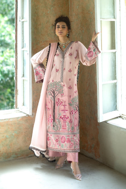 Zainab Chottani | Summer Edition 26 | Blush Serenade Long Shirt - Formal Dress - available at Maria Faisal in UK and USA.