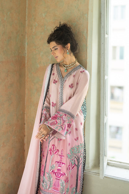 Zainab Chottani | Summer Edition 26 | Blush Serenade Long Shirt - Formal Dress - available at Maria Faisal in UK and USA.
