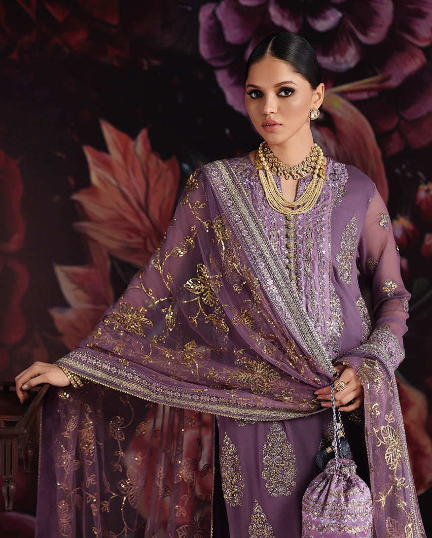 Roheenaz | Royale Eternel Chiffon Edit | Blush Whisper - Formal Dress - available at Maria Faisal in UK and USA.