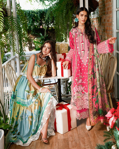 Mushq | Amoi Luxury Lawn | Blushing Rose - Luxury Dress - available at Maria Faisal in UK and USA.