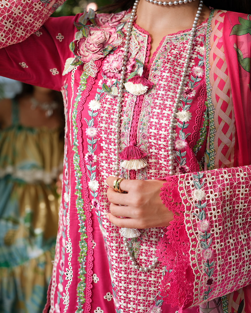 Mushq | Amoi Luxury Lawn | Blushing Rose - Luxury Dress - available at Maria Faisal in UK and USA.