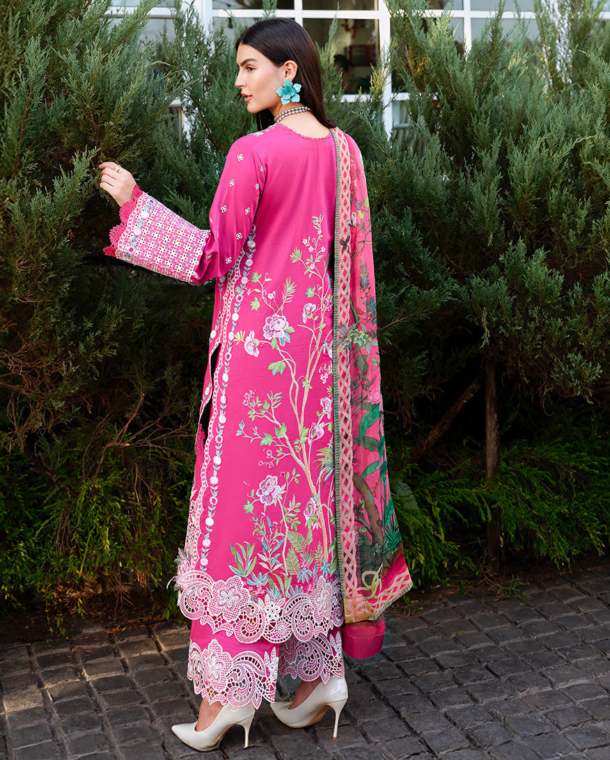 Mushq | Amoi Luxury Lawn | Blushing Rose - Luxury Dress - available at Maria Faisal in UK and USA.