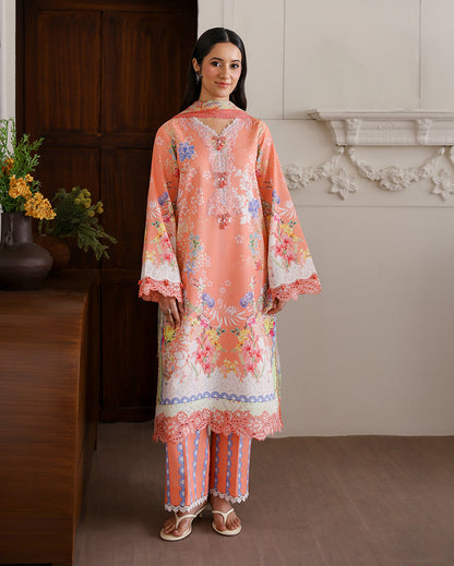 Roheenaz | Sunlit Tales Printed Embroidered Edit | Blush tale - Luxury Dress - available at Maria Faisal in UK and USA.