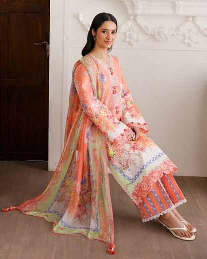 Roheenaz | Sunlit Tales Printed Embroidered Edit | Blush tale - Luxury Dress - available at Maria Faisal in UK and USA.