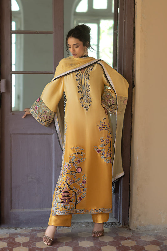 Zainab Chottani | Summer Edition 26 |Butter Yellow - Formal Dress - available at Maria Faisal in UK and USA.