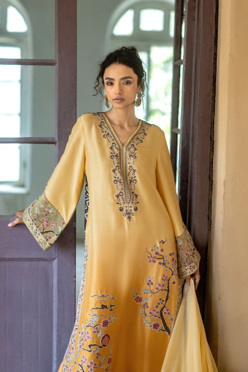 Zainab Chottani | Summer Edition 26 |Butter Yellow - Formal Dress - available at Maria Faisal in UK and USA.