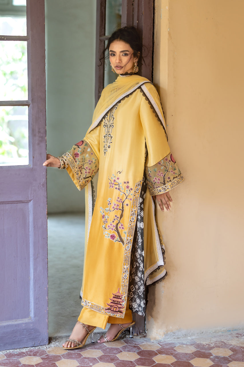 Zainab Chottani | Summer Edition 26 |Butter Yellow - Formal Dress - available at Maria Faisal in UK and USA.