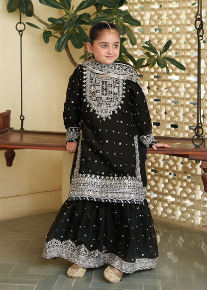 3 Piece Embroidered Chiffon Suit - Kids Clothing - available at Maria Faisal in UK and USA.