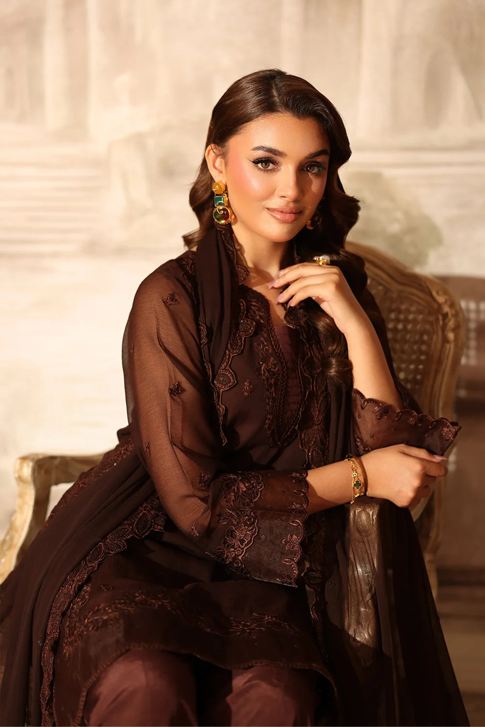 Azure | Ensembles | Cocoa Drape - Casual Dress - available at Maria Faisal in UK and USA.