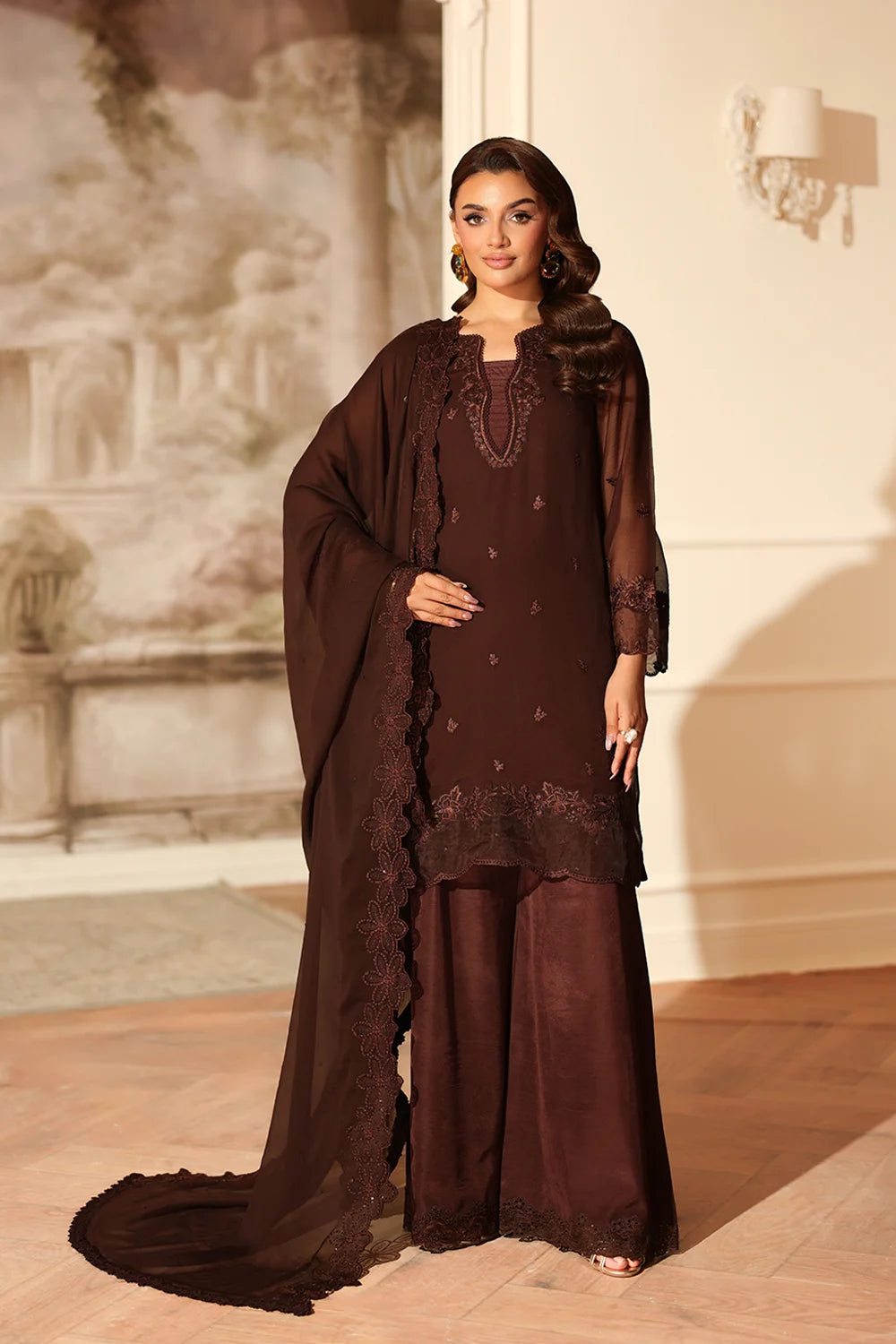 Azure | Ensembles | Cocoa Drape - Casual Dress - available at Maria Faisal in UK and USA.