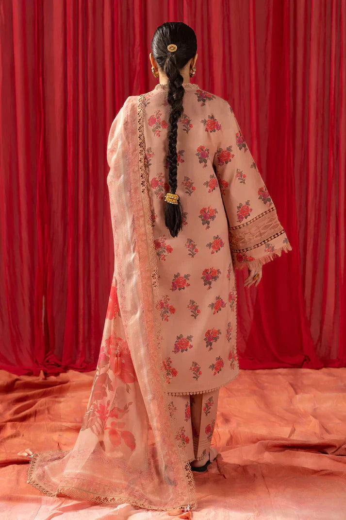 Alizeh | Sheen Lawn Prints 24 | Coral Peach - Pakistani Dress - Maria Faisal