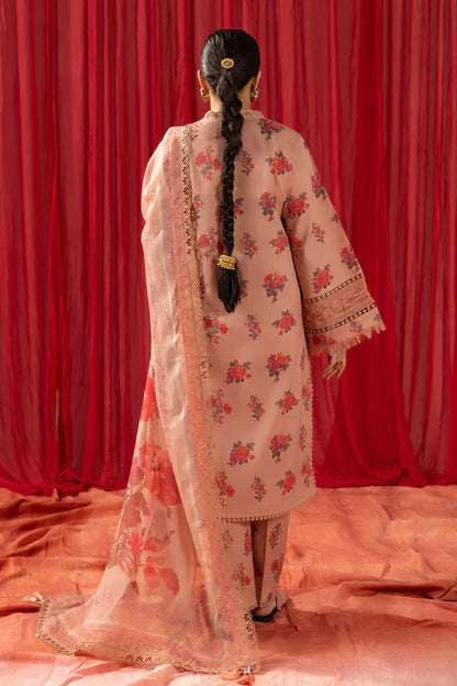 Alizeh | Sheen Lawn Prints 24 | Coral Peach - Pakistani Dress - Maria Faisal