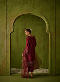 Dhanak | Festive Formals | SS24DU-3197 MAROON 3Pcs - Designer Dress with Intricate embroidery and embellishments. Shop elegent wedding dress at Maria Faisal.