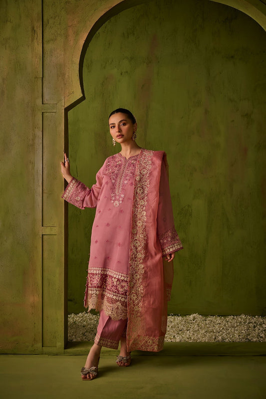 Dhanak | Festive Formals | SS24DU-3193 PINK 3Pcs - Ladies Clothes - Maria Faisal