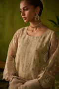Dhanak | Festive Formals | SS24DU-3194 BEIGE 3Pcs - Designer Dress with Intricate embroidery and embellishments. Shop elegent wedding dress at Maria Faisal.