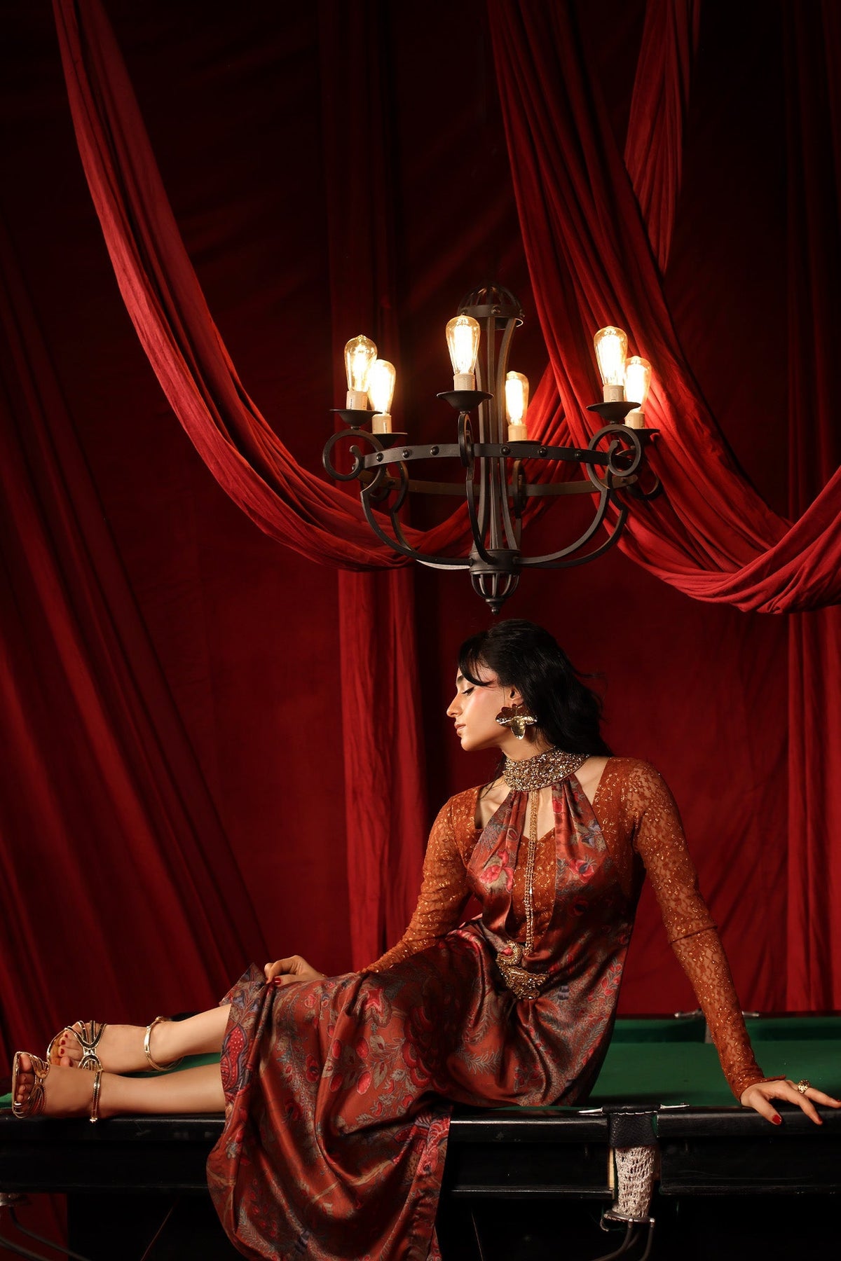 Musferah Saad | The Elite Club | Crimson Sienna - Formal Dress - available at Maria Faisal in UK and USA.