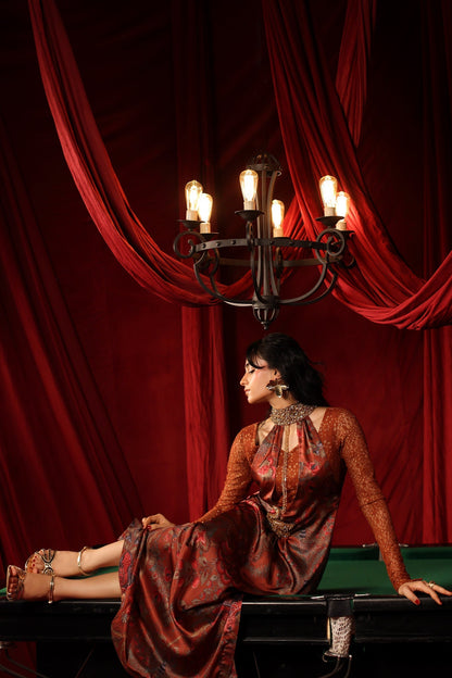 Musferah Saad | The Elite Club | Crimson Sienna - Formal Dress - available at Maria Faisal in UK and USA.