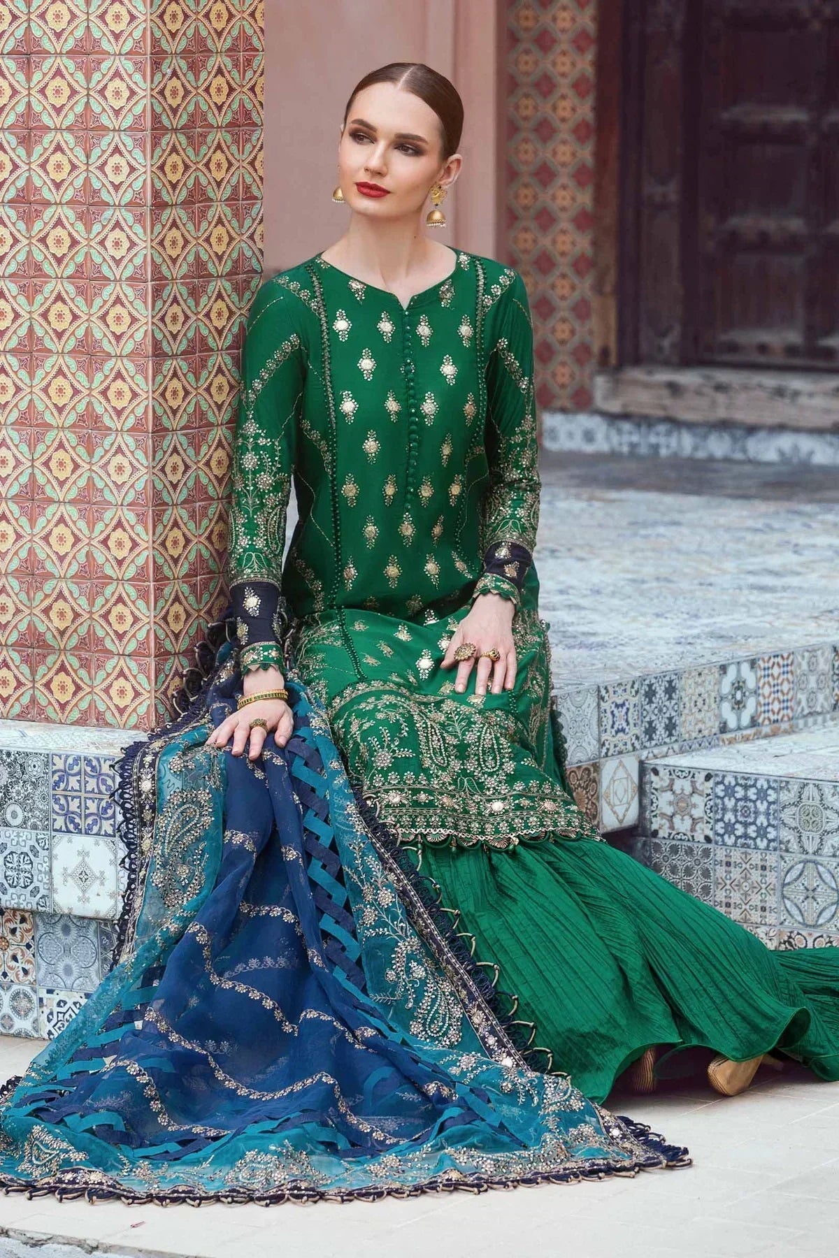 Maria B | Sateen Formals 23 | Emerald Green CST-711