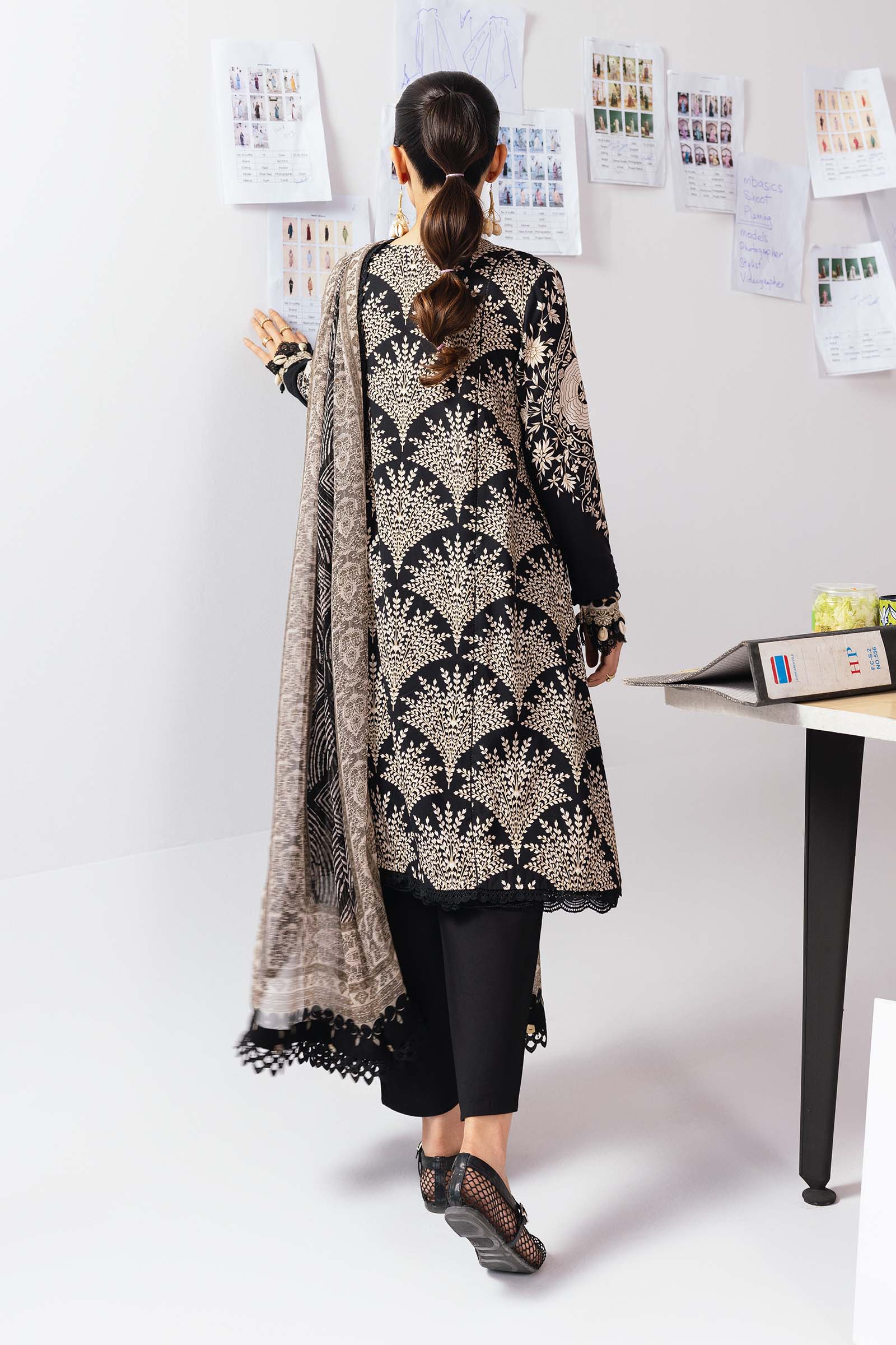 Maria B | Winter Basics 25 | MB-CUS25-1108A - Casual Dress - available at Maria Faisal in UK and USA.